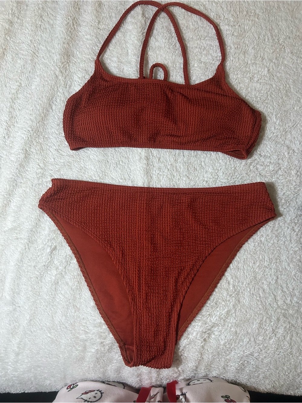 Textured High-Waist Bikini Set